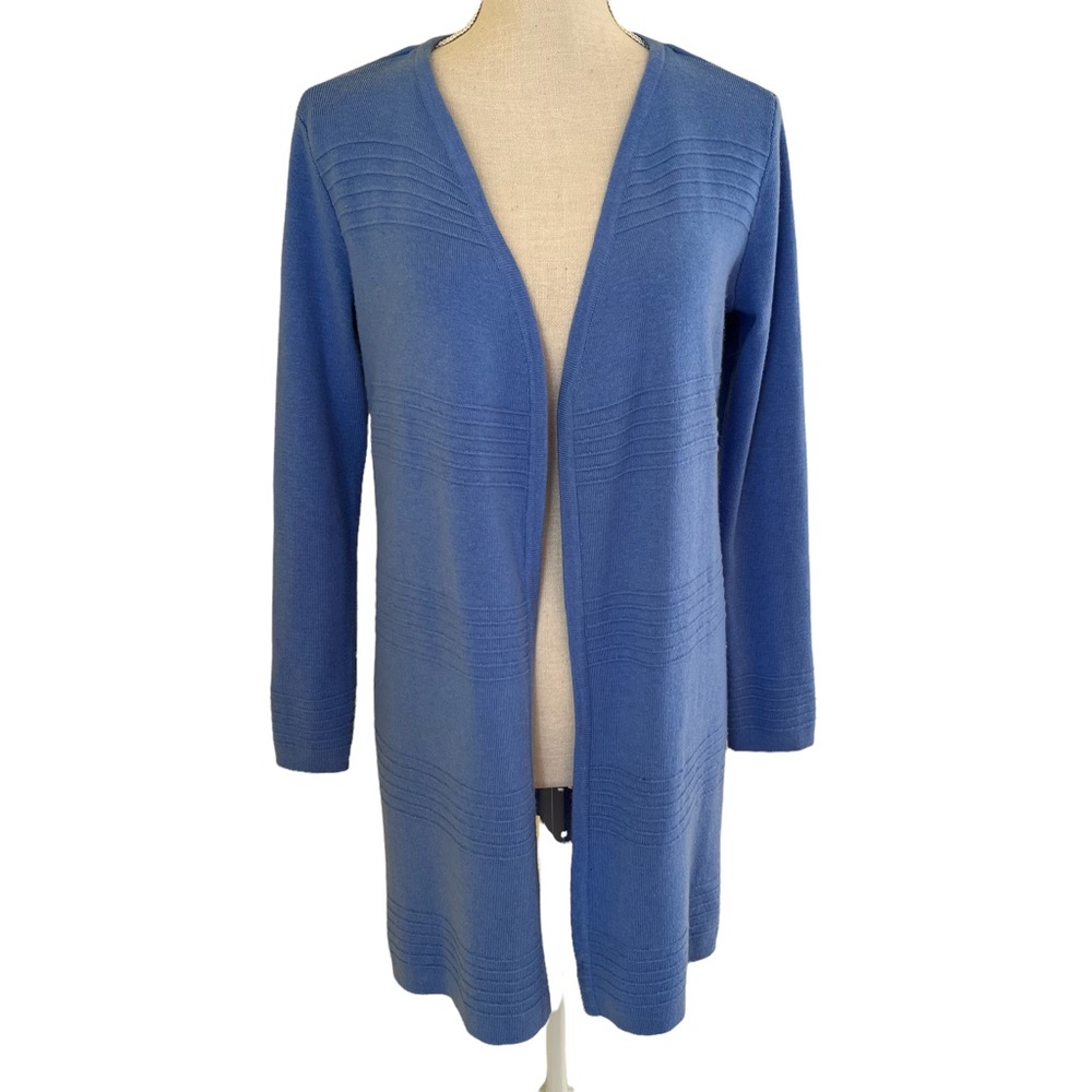 Charter Club Cornflower Blue Long Open Front Cardigan S